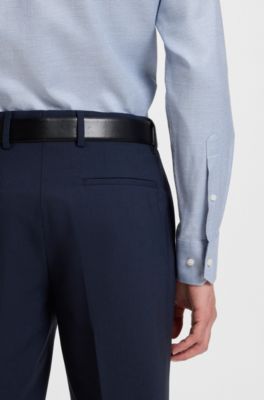 Regular-fit shirt in printed cotton twill, Light Blue