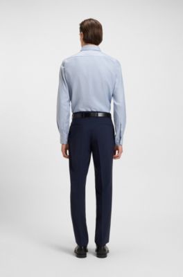 Regular-fit shirt in printed cotton twill, Light Blue