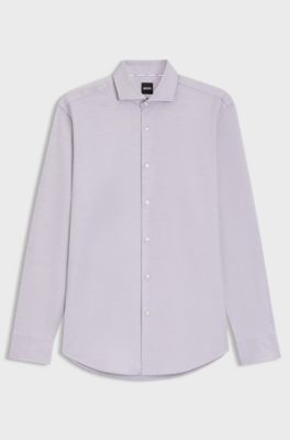 Regular-fit shirt in printed cotton twill, Light Pink