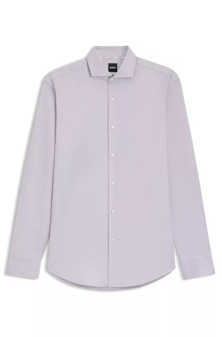 Regular-fit shirt in printed cotton twill