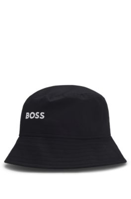 The Open cotton bucket hat with embroidered branding, Black