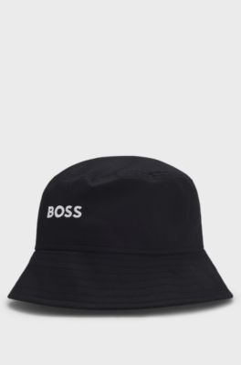 The Open cotton bucket hat with embroidered branding, Black