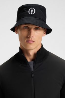 The Open cotton bucket hat with embroidered branding, Black