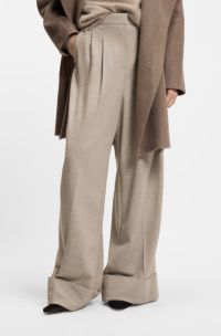 Relaxed-fit broek van scheerwol, Lichtbeige