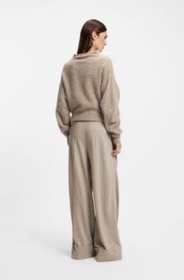 Relaxed-fit trousers in virgin wool, Light Beige