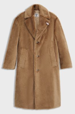 BOSS x Steiff coat in textured wool and cotton, Beige
