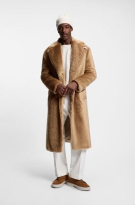 BOSS x Steiff coat in textured wool and cotton, Beige