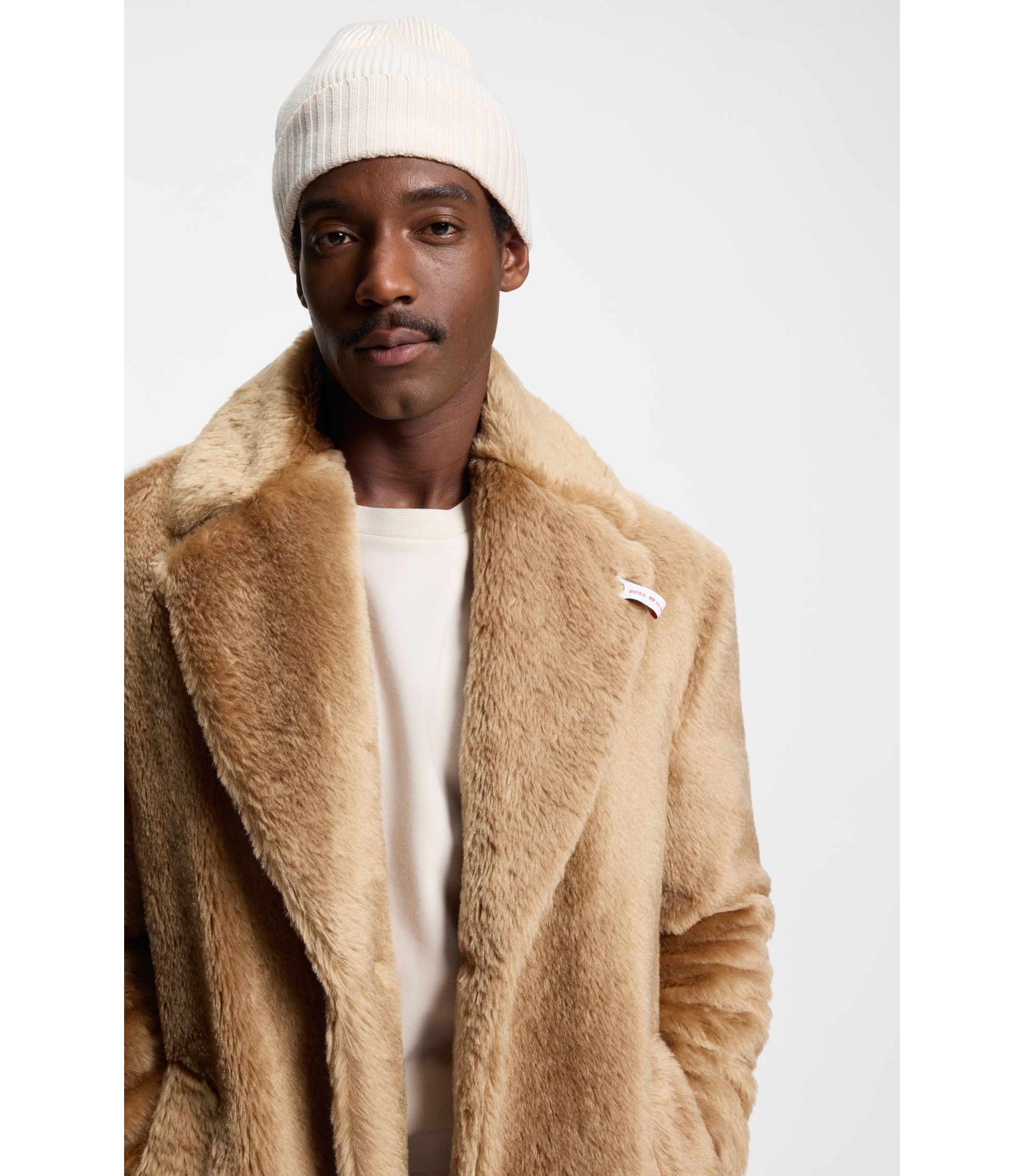 BOSS - BOSS x Steiff コート テクスチャード ウール/コットン - ベージュ