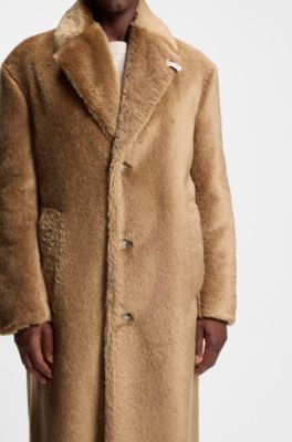 BOSS x Steiff coat in textured wool and cotton, Beige
