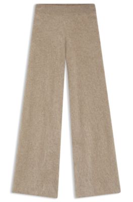 Pantalon large en cachemire lav&eacute;, Beige
