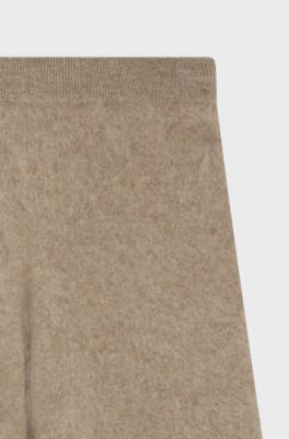 Wide-leg trousers in washed cashmere, Beige