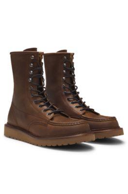BECKHAM x BOSS half boots in leather, Brown