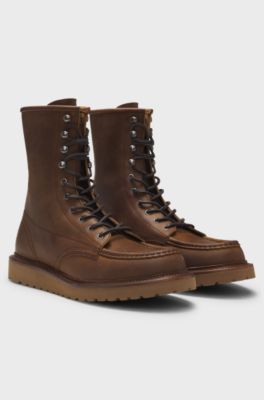 BECKHAM x BOSS half boots in leather, Brown