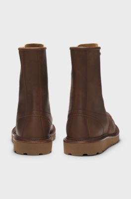BECKHAM x BOSS half boots in leather, Brown