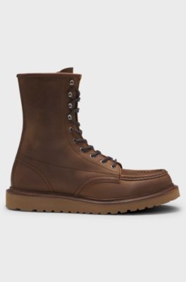 BECKHAM x BOSS half boots in leather, Brown