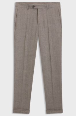 Tapered-fit trousers in micro-patterned virgin wool, Beige