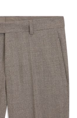 Tapered-fit trousers in micro-patterned virgin wool, Beige