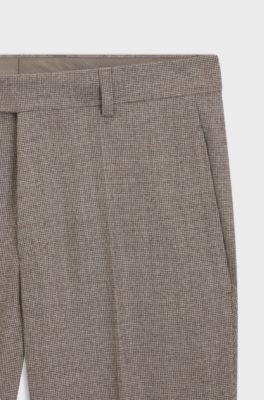 Tapered-fit trousers in micro-patterned virgin wool, Beige