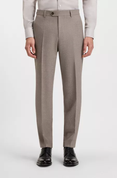 Tapered-fit trousers in micro-patterned virgin wool