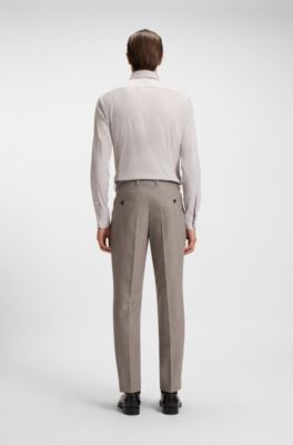 Tapered-fit trousers in micro-patterned virgin wool, Beige