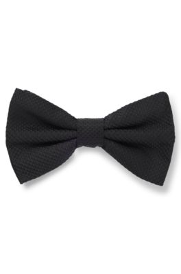 Silk bow tie with jacquard structure, Black