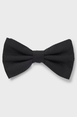 Silk bow tie with jacquard structure, Black