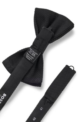 Silk bow tie with jacquard structure, Black