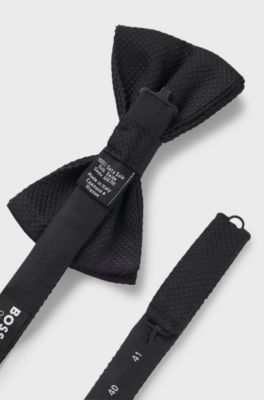 Silk bow tie with jacquard structure, Black