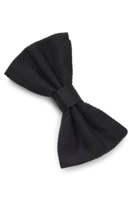 Silk bow tie with jacquard structure, Black