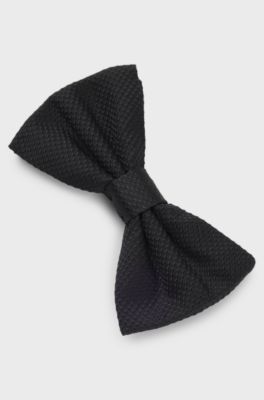 Silk bow tie with jacquard structure, Black