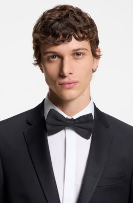 Silk bow tie with jacquard structure, Black