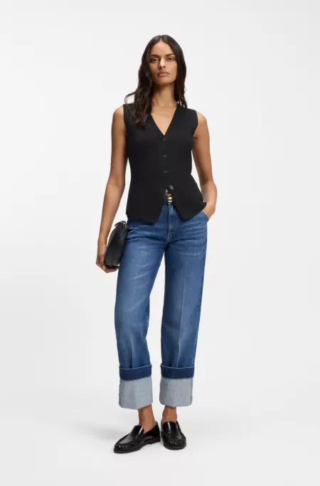 Regular-fit waistcoat in textured Punto Milano fabric