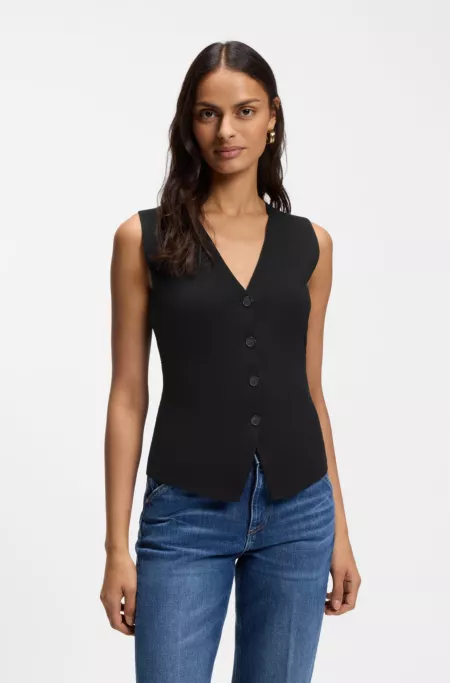 Regular-fit waistcoat in textured Punto Milano fabric