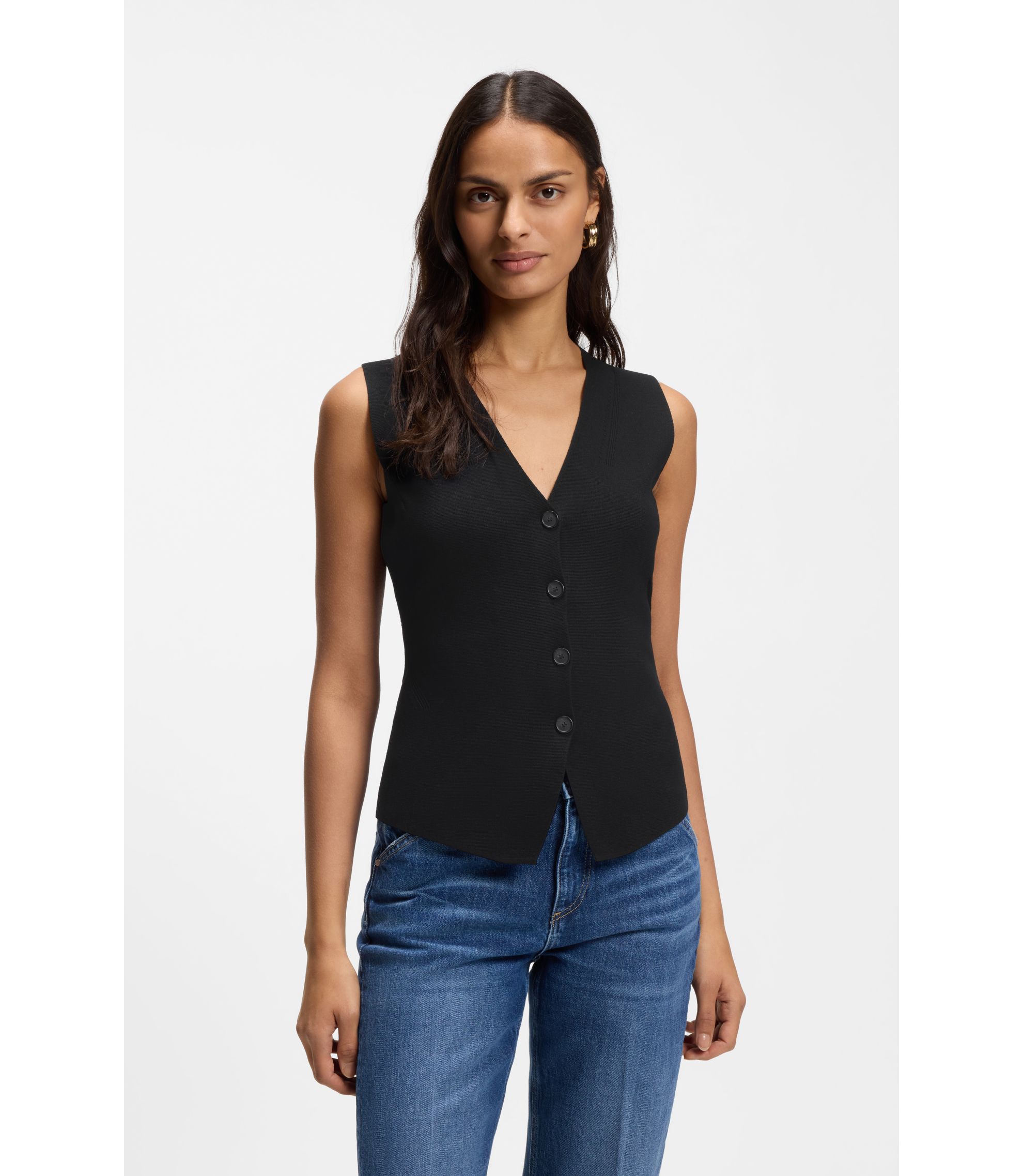 Regular-Fit Weste aus strukturiertem Punto-Milano-Gewebe