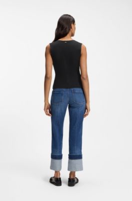 Regular-fit waistcoat in textured Punto Milano fabric, Black