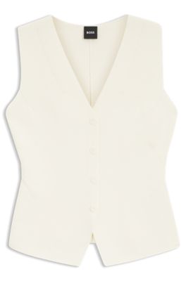Regular-fit waistcoat in textured Punto Milano fabric, White