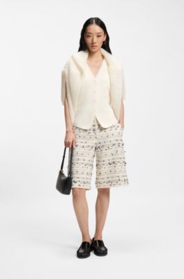 Regular-fit waistcoat in textured Punto Milano fabric, White