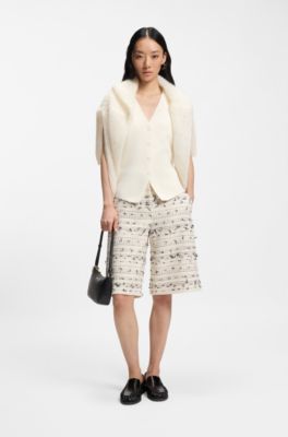 Regular-fit waistcoat in textured Punto Milano fabric, Natural