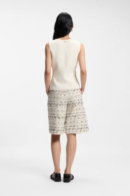 Regular-fit waistcoat in textured Punto Milano fabric, Natural