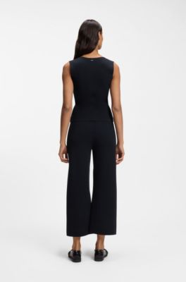 Regular-fit waistcoat in textured Punto Milano fabric, Dark Blue