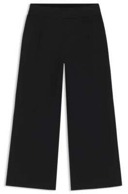 Regular-fit trousers with knitted darts, Black