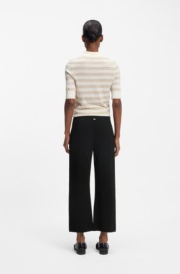 Regular-fit trousers with knitted darts, Black