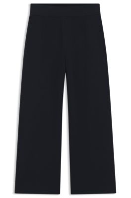 Regular-fit trousers with knitted darts, Dark Blue
