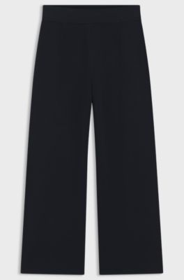 Regular-fit trousers with knitted darts, Dark Blue