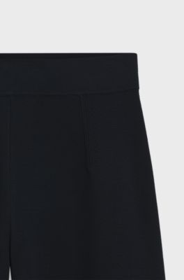 Regular-fit trousers with knitted darts, Dark Blue