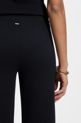 Regular-fit trousers with knitted darts, Dark Blue