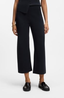 Regular-fit trousers with knitted darts, Dark Blue