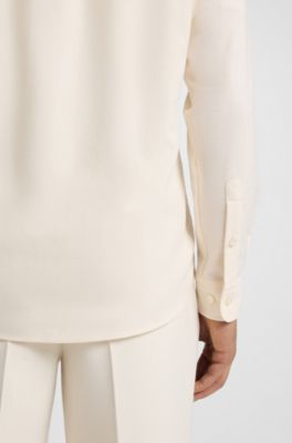 Regular-fit shirt in Italian-made cotton moleskin, Natural