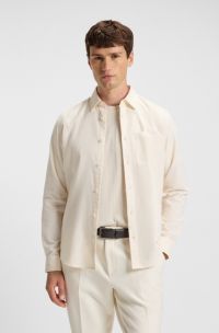 Regular-fit shirt in Italian-made cotton moleskin, White