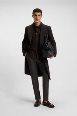 Regular-fit shirt in Italian-made cotton moleskin, Dark Brown